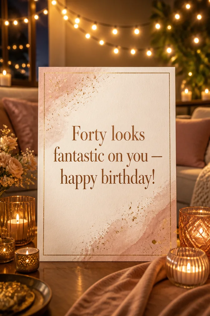 AI 40th birthday cards example: Forty looks fantastic on you — happy birthday!