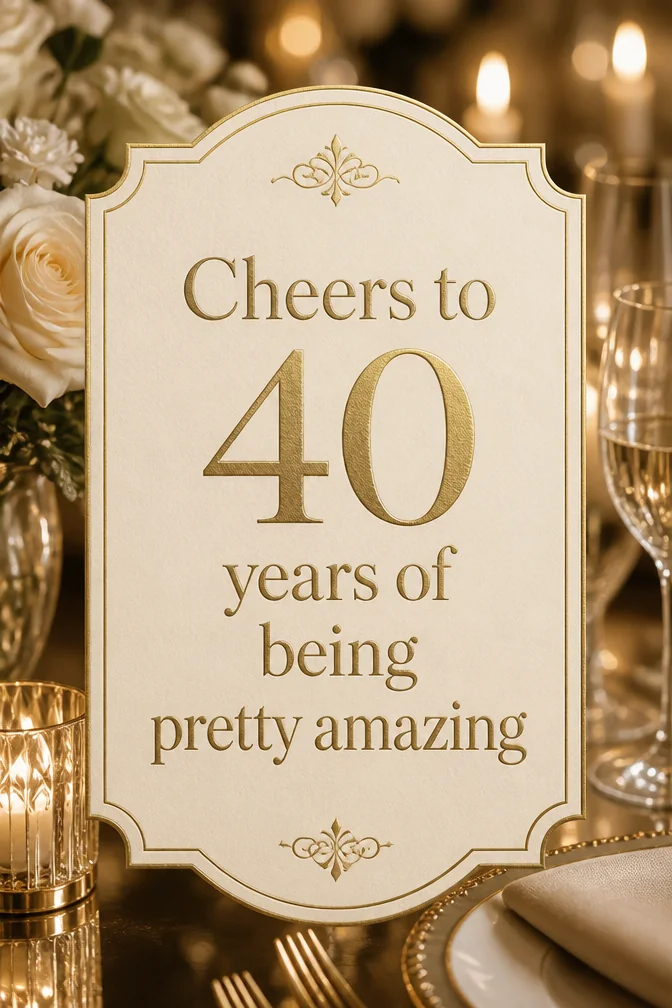 AI 40th birthday cards example: Cheers to 40 years of being pretty amazing