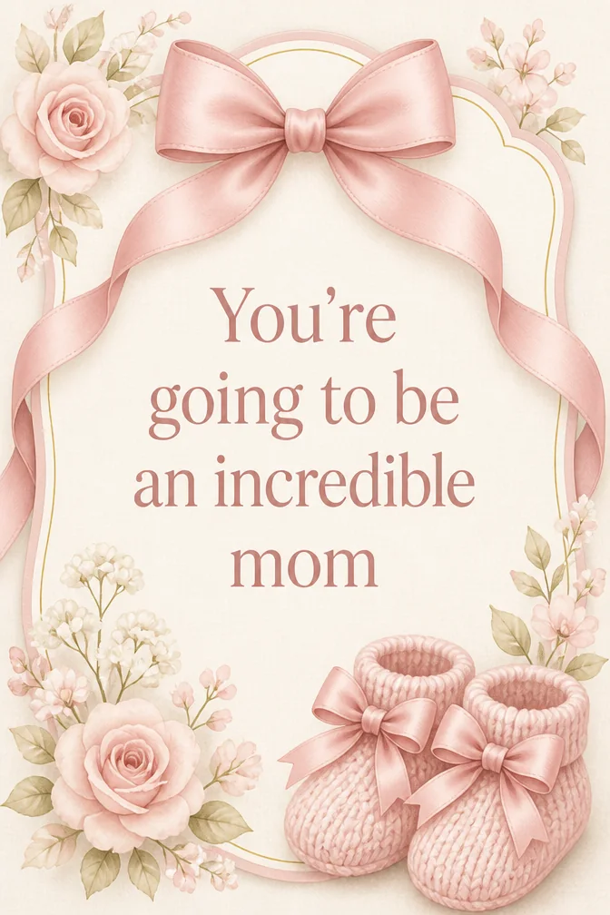 AI baby shower cards example: You're going to be an incredible mom