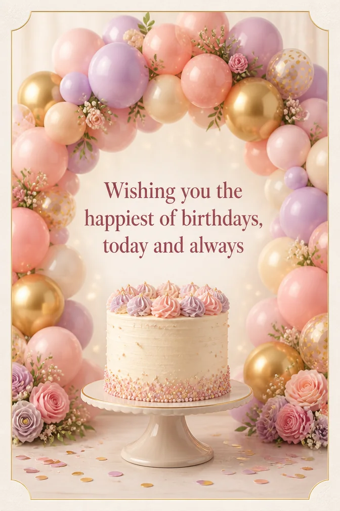 AI birthday cards example: Wishing you the happiest of birthdays, today and always