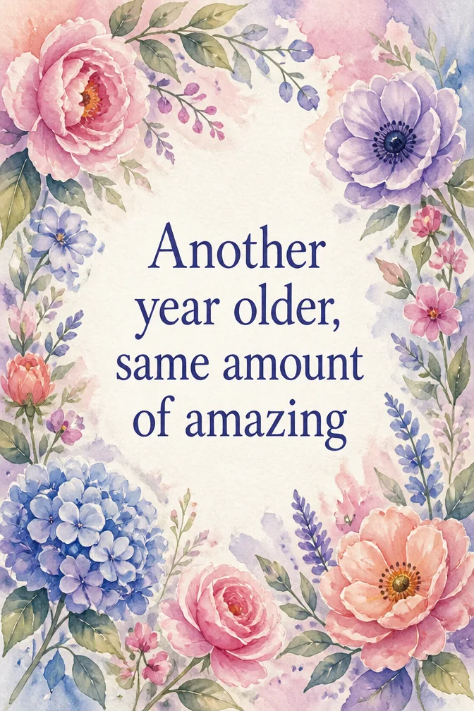 AI birthday cards example: Another year older, same amount of amazing
