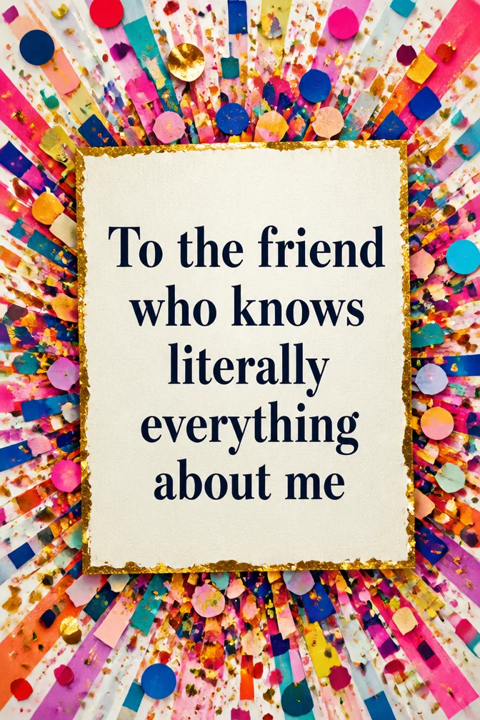 AI birthday cards for best friend example: To the friend who knows literally everything about me