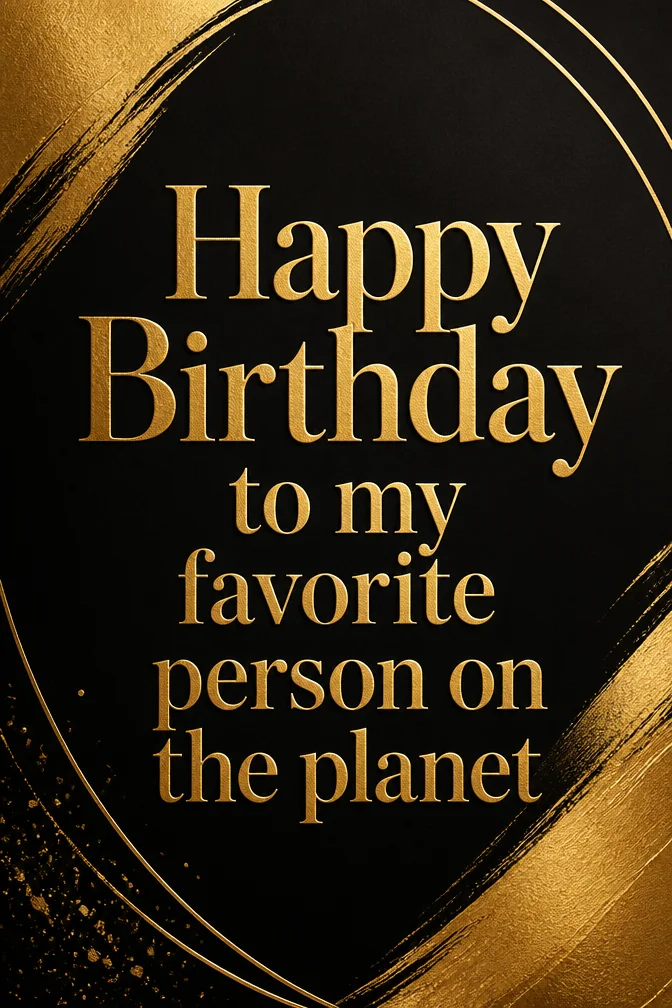AI birthday cards for husband example: Happy Birthday to my favorite person on the planet
