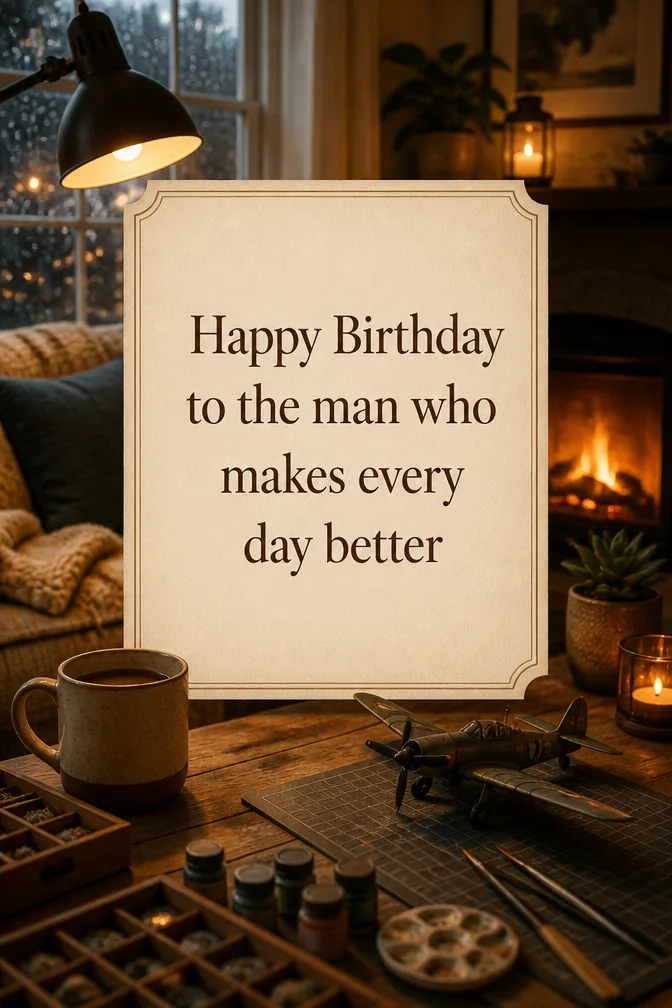 AI birthday cards for husband example: Happy Birthday to the man who makes every day better