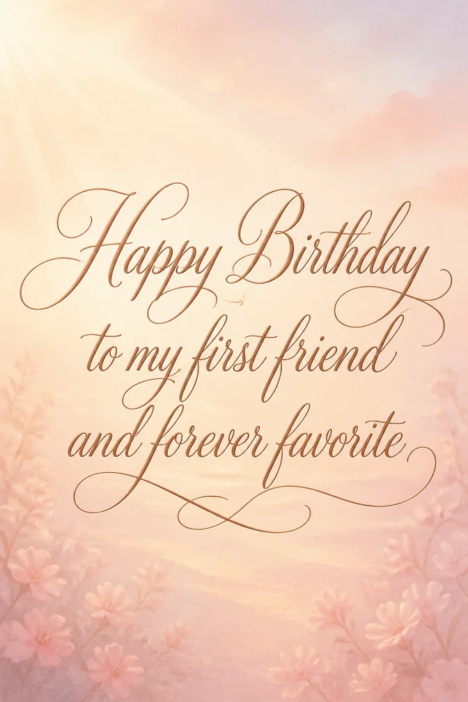 AI birthday cards for mom example: Happy Birthday to my first friend and forever favorite