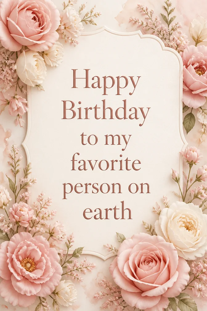 AI birthday cards for wife example: Happy Birthday to my favorite person on earth
