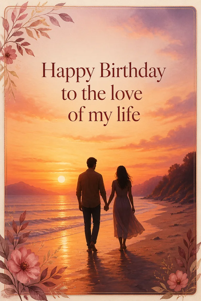 AI birthday cards for wife example: Happy Birthday to the love of my life