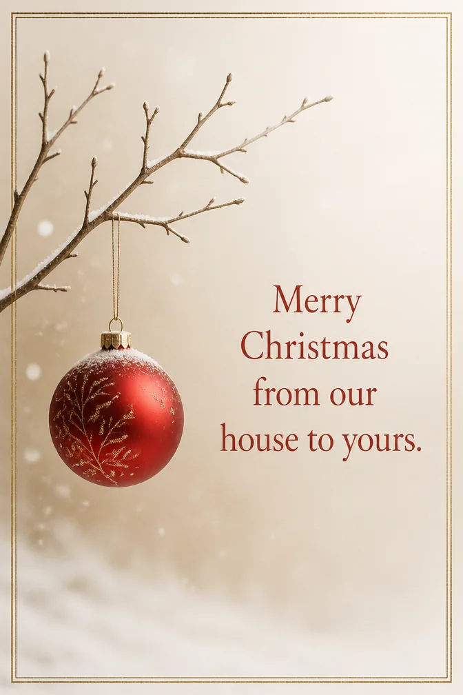 AI christmas cards example: Merry Christmas from our house to yours.