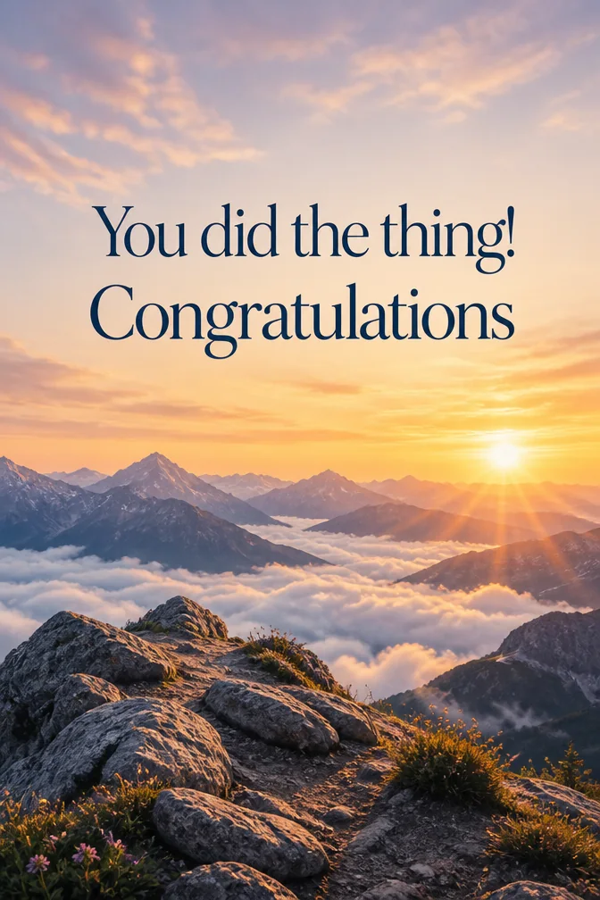 AI congratulations cards example: You did the thing! Congratulations
