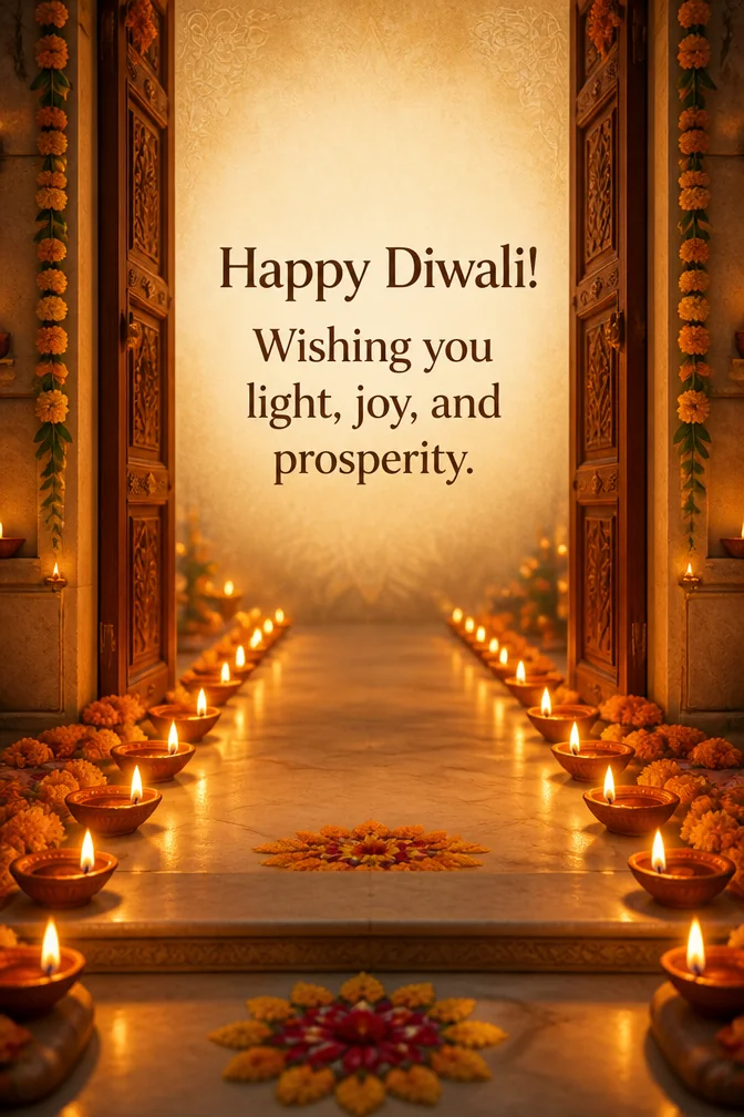AI diwali cards example: Happy Diwali! Wishing you light, joy, and prosperity.