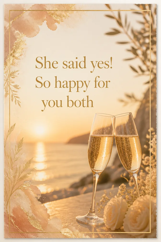 AI engagement cards example: She said yes! So happy for you both