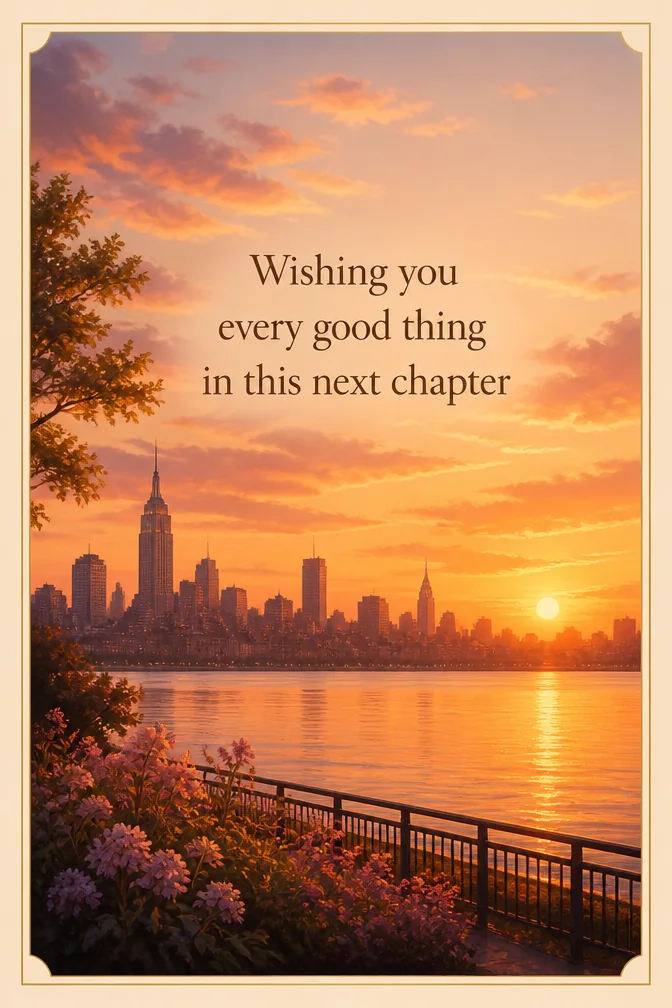 AI farewell cards example: Wishing you every good thing in this next chapter