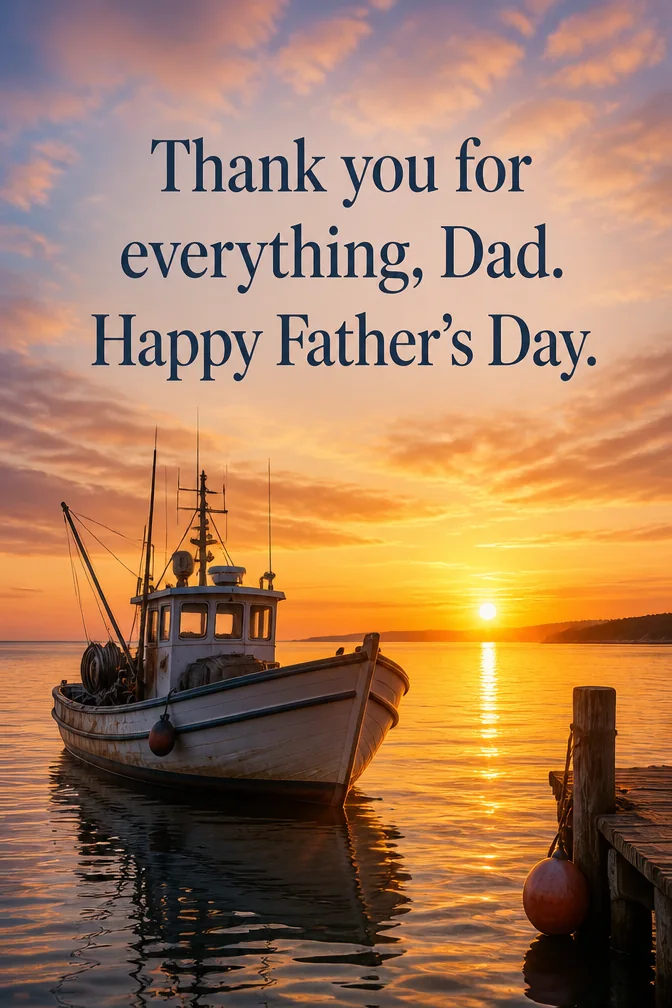 AI father's day cards example: Thank you for everything, Dad. Happy Father's Day.