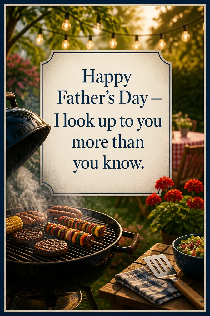 AI father's day cards example: Happy Father's Day — I look up to you more than you know.