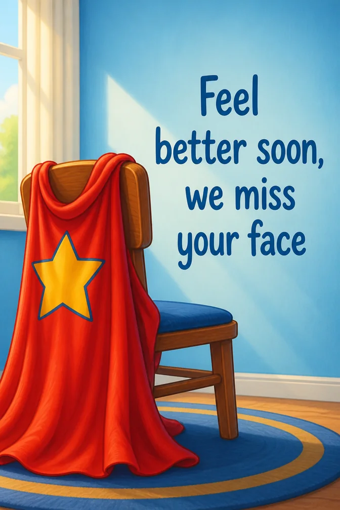 AI get well soon cards example: Feel better soon, we miss your face