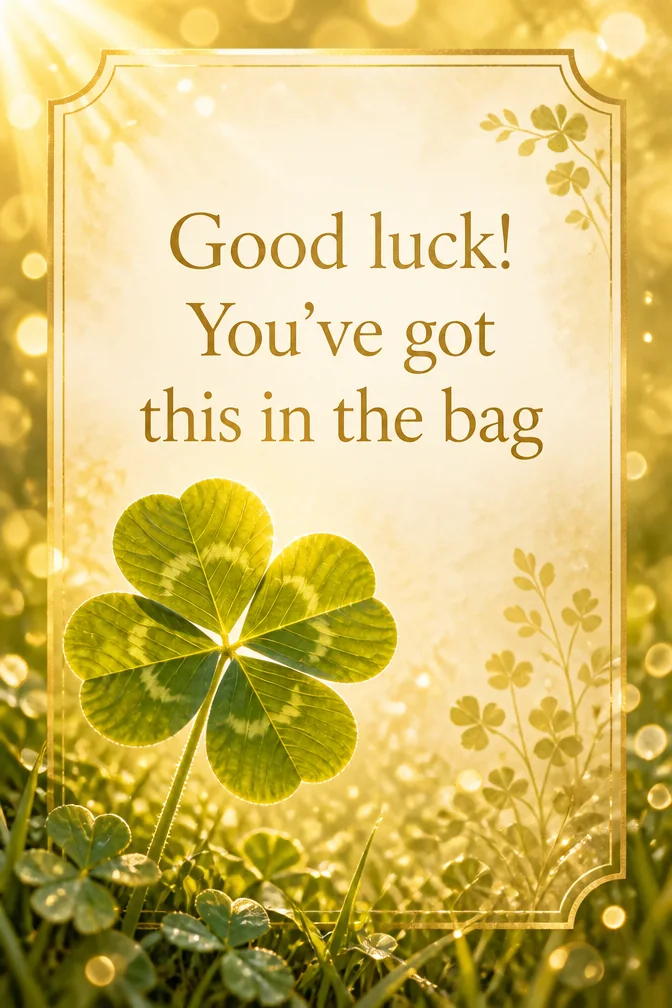 AI good luck cards example: Good luck! You've got this in the bag