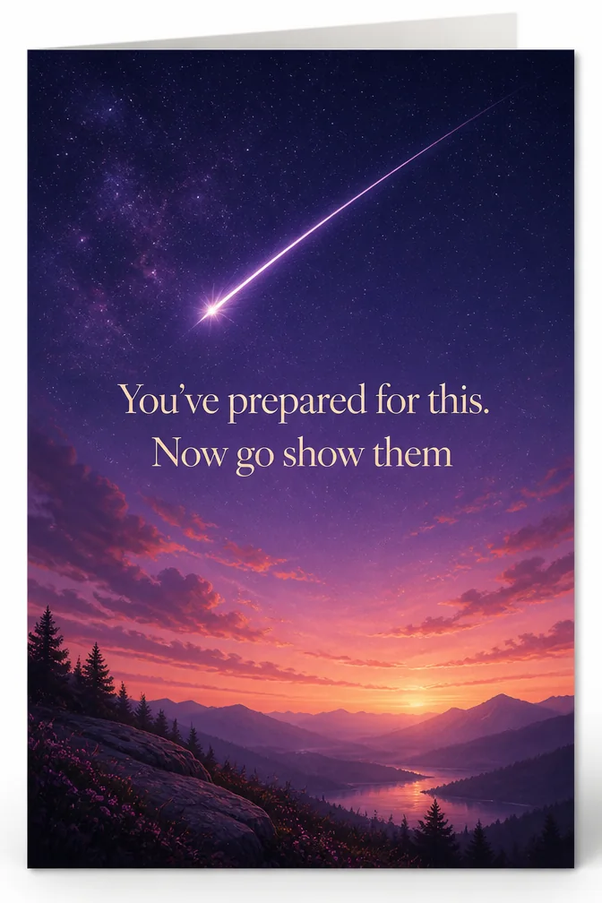 AI good luck cards example: You've prepared for this. Now go show them