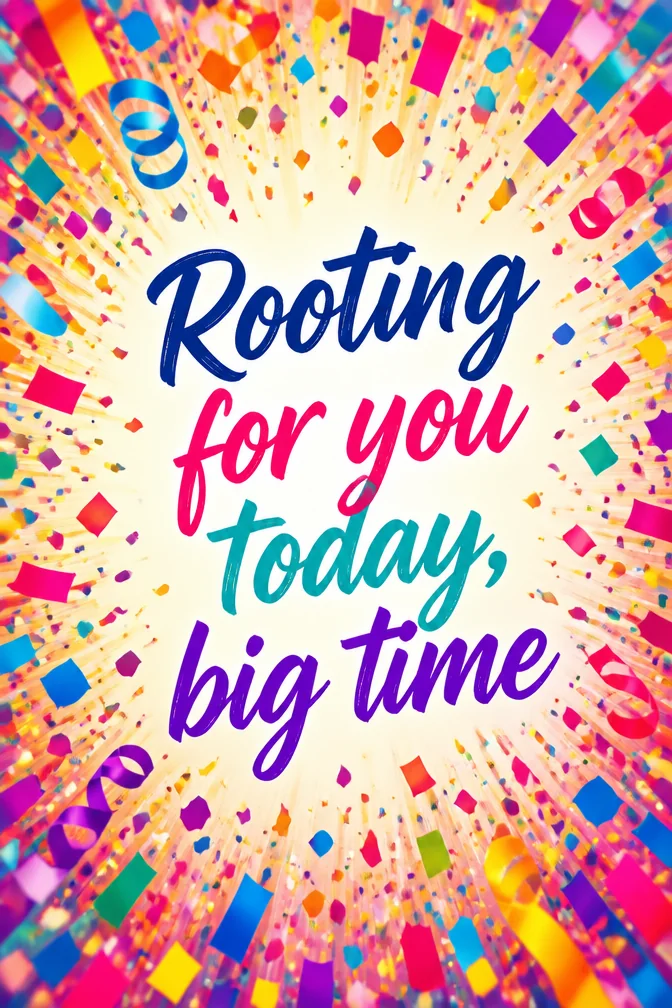 AI good luck cards example: Rooting for you today, big time