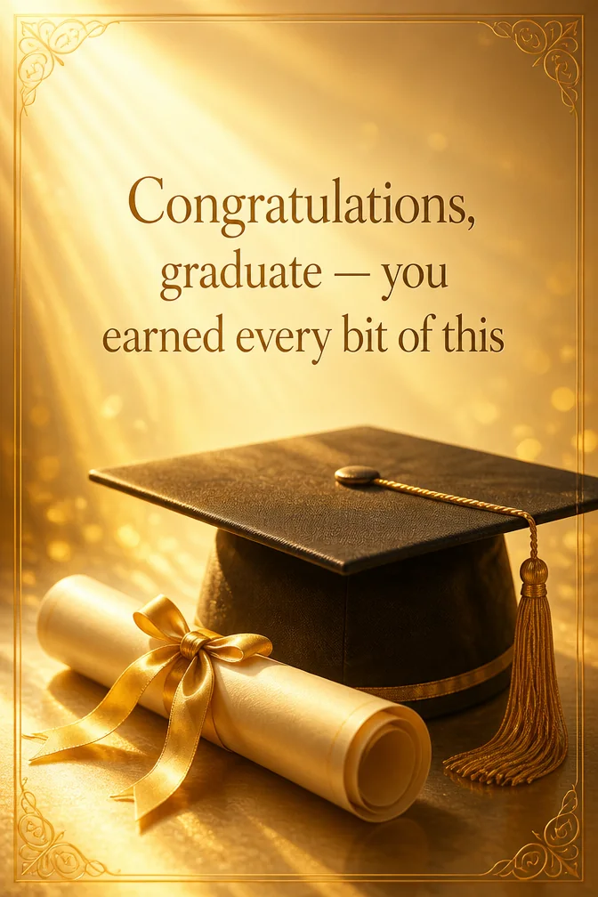 AI graduation cards example: Congratulations, graduate — you earned every bit of this