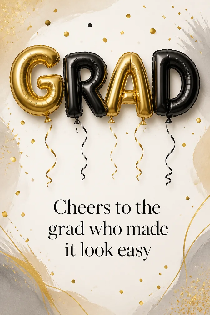 AI graduation cards example: Cheers to the grad who made it look easy