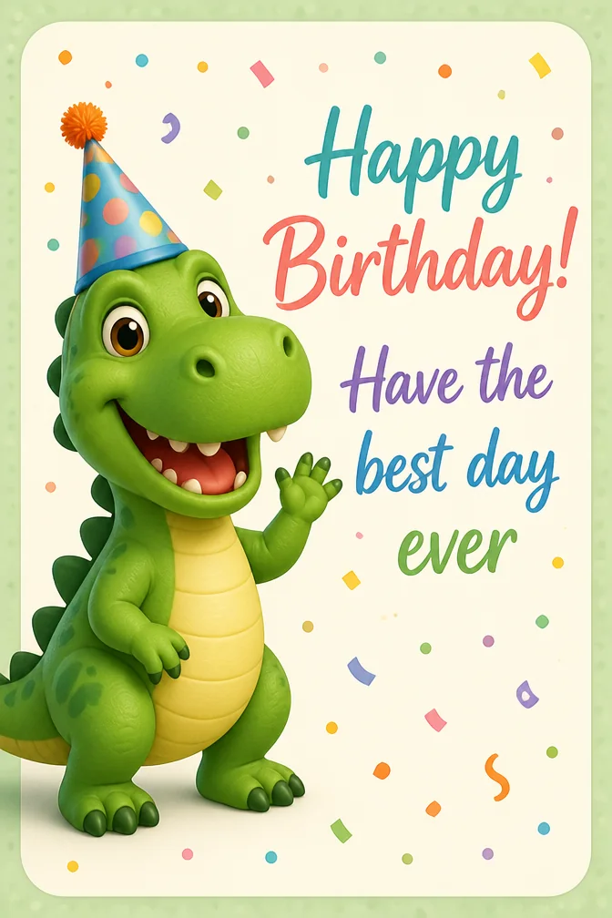 AI kids' birthday cards example: Happy Birthday! Have the best day ever