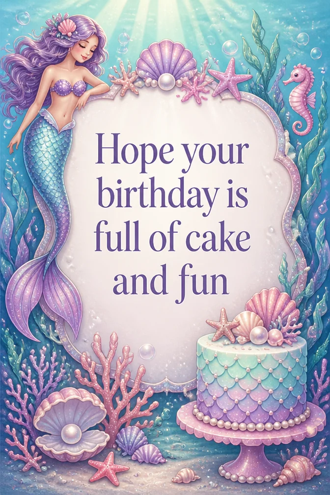 AI kids' birthday cards example: Hope your birthday is full of cake and fun