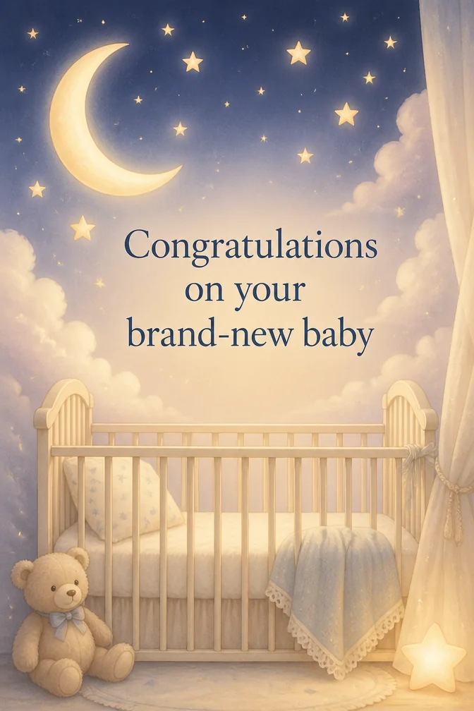 AI new baby cards example: Congratulations on your brand-new baby