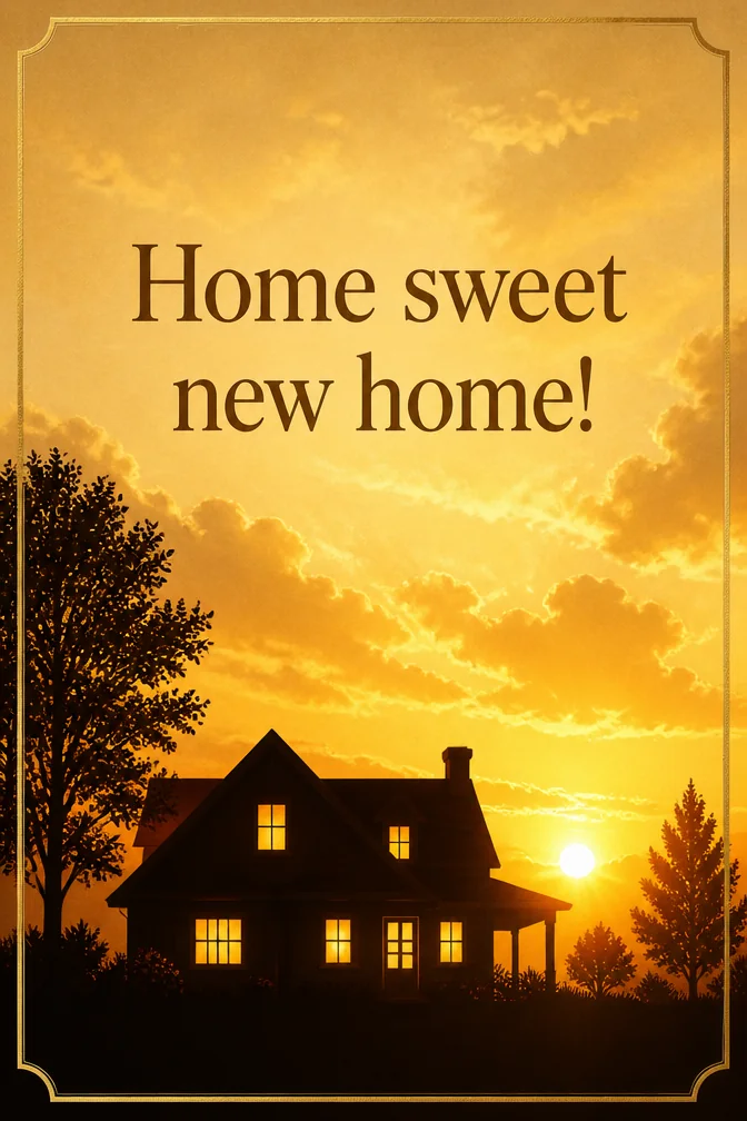 AI new home cards example: Home sweet new home!