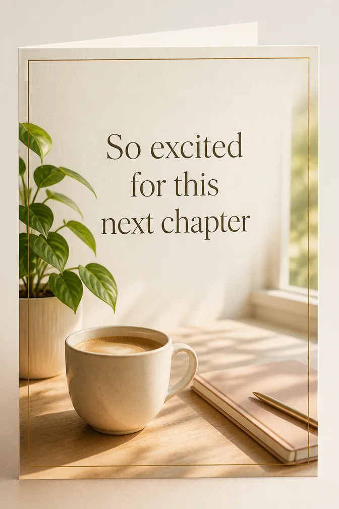 AI new job cards example: So excited for this next chapter