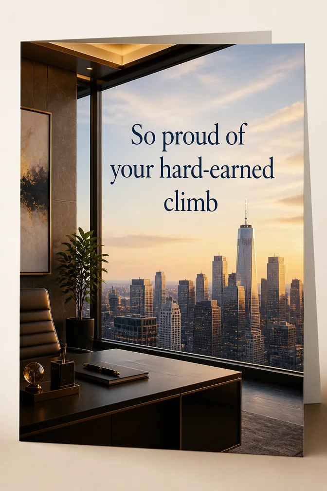 AI promotion cards example: So proud of your hard-earned climb