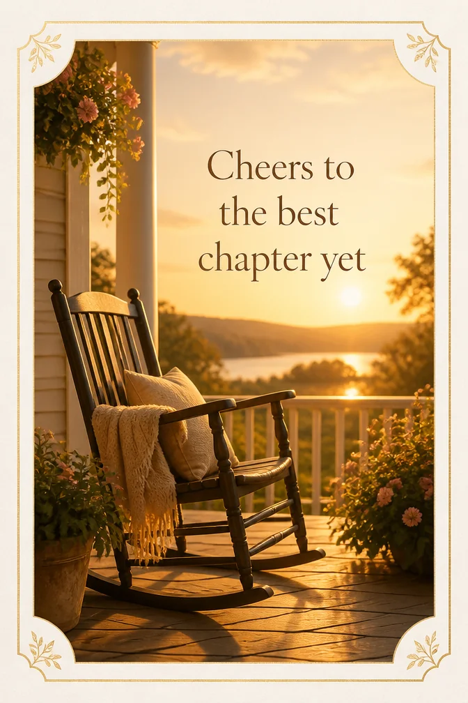 AI retirement cards example: Cheers to the best chapter yet