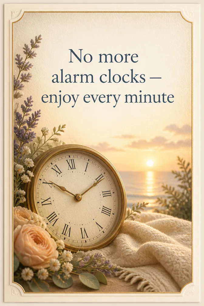 AI retirement cards example: No more alarm clocks — enjoy every minute