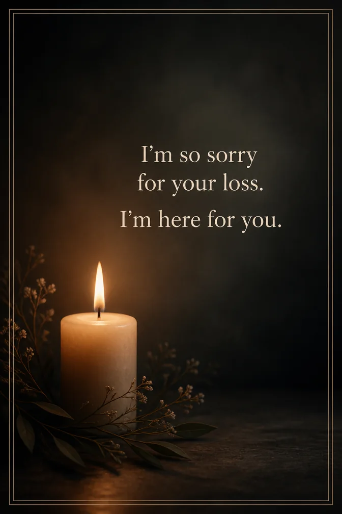 AI sympathy cards example: I'm so sorry for your loss. I'm here for you.