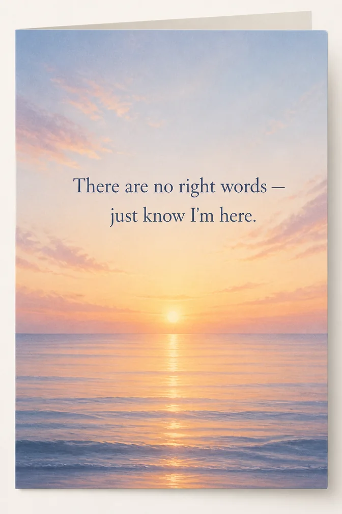 AI sympathy cards example: There are no right words — just know I'm here.