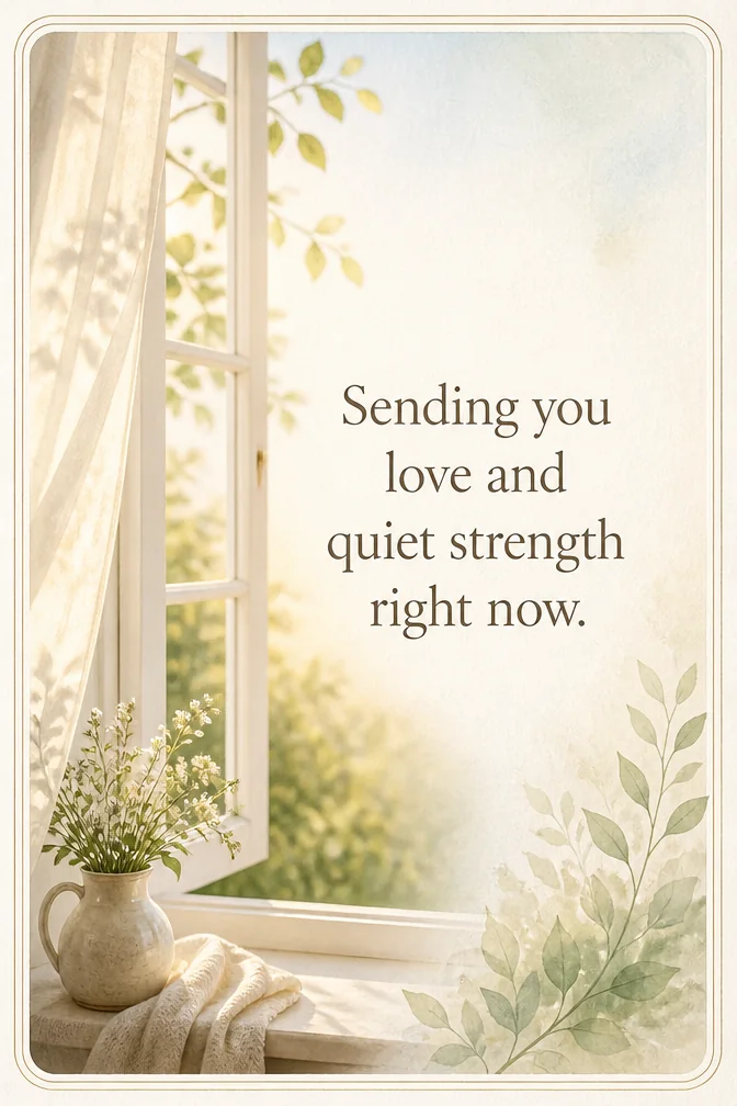 AI sympathy cards example: Sending you love and quiet strength right now.