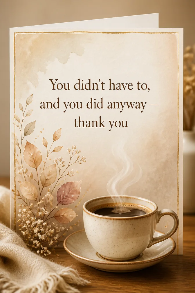 AI thank you cards example: You didn't have to, and you did anyway — thank you