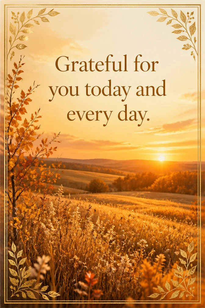 AI thanksgiving cards example: Grateful for you today and every day.