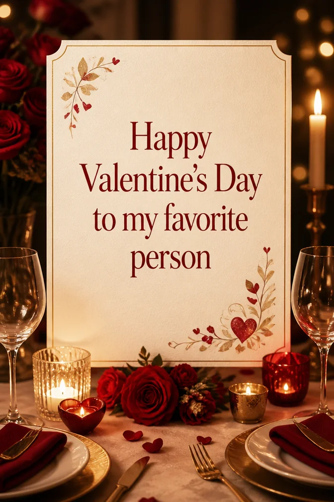 AI valentine's day cards example: Happy Valentine's Day to my favorite person