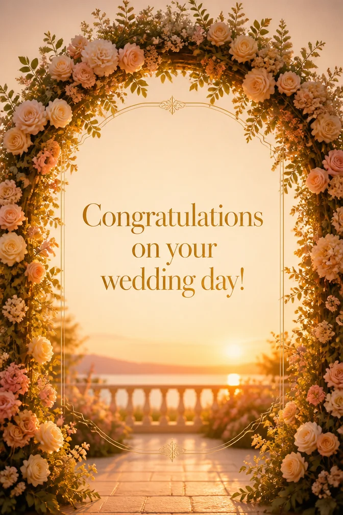 AI wedding cards example: Congratulations on your wedding day!