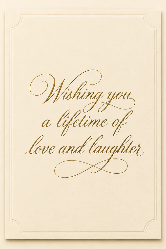 AI wedding cards example: Wishing you a lifetime of love and laughter